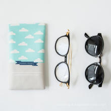 Bolsa de óculos de sol de couro macio com logotipo impresso com mola